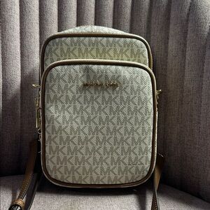 Michael Kors Beige and Brown Signature Messenger Bag